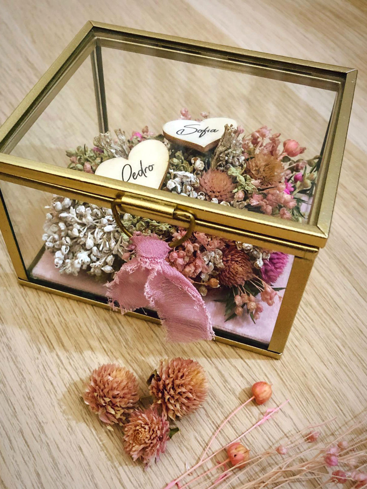 Caixa de Alianças "Retângular" Flores Secas
