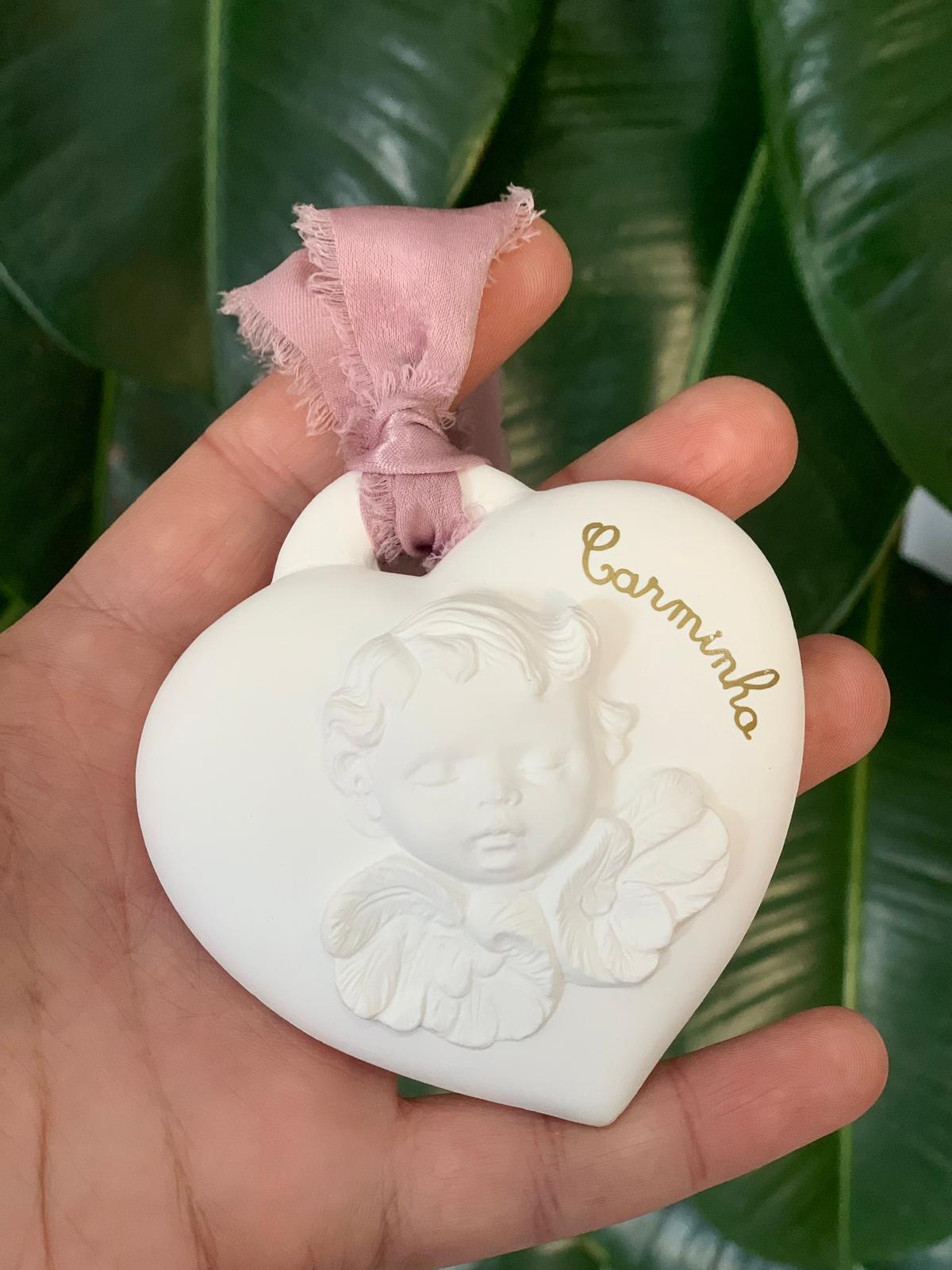 Coração Anjinho Gesso Perfumado